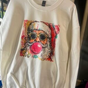 White Santa Graphic Sweater